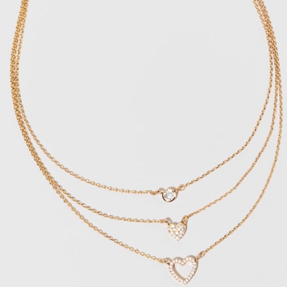 (57)New Francesca’s Marylou Heart Pendant Gold Tone Layered Necklace - Picture 4 of 4